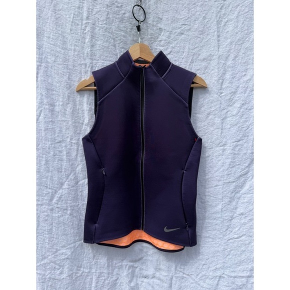 Nike Dri-FIT Running Vest Womens Purple Orange Honeycomb Fleece Full Zip Small